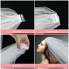 White Wedding Veil,2 Tier Ribbon Edge Center Cascade Bridal Veil