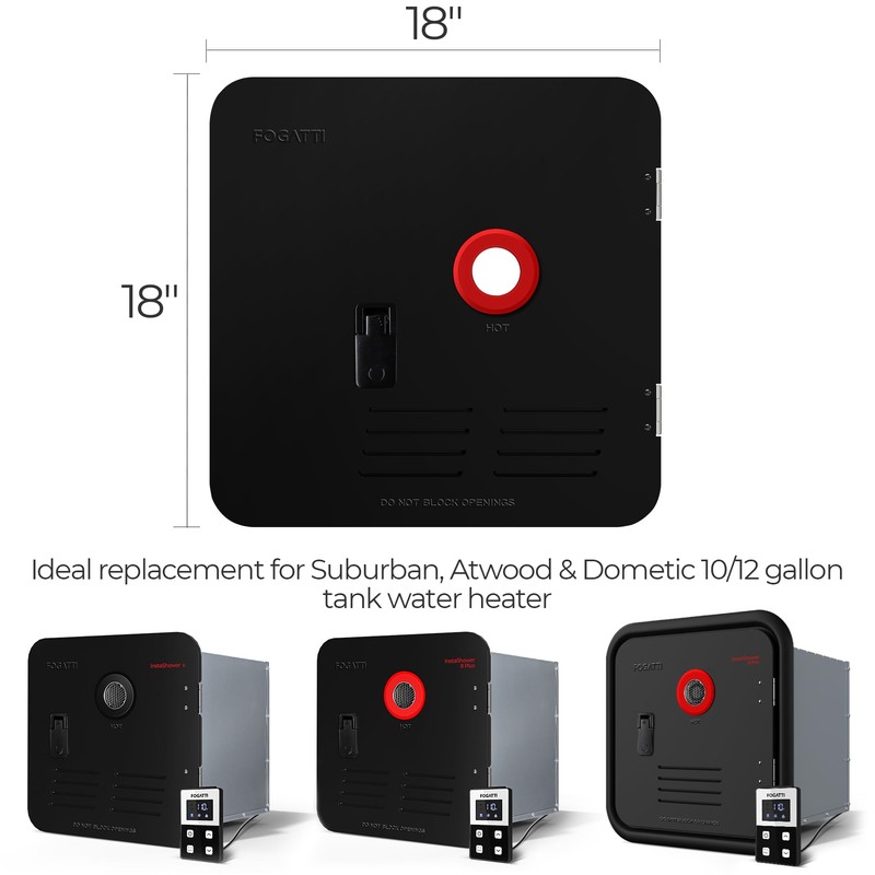 FOGATTI 18 x 18 Inches RV Water Heater Black Door