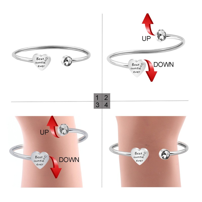 PLITI Aunt Jewelry Best Auntie Ever Bracelet Aunt Bangle Bracelet