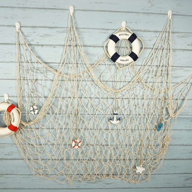 Bilipala Rustic Nautical Decorative Fishing Net Wall Hangings Decor with