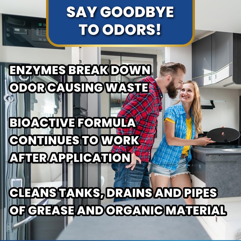 Adios! RV Grey Water Tank Treatment and Cleaner, Enzyme Deodorizer