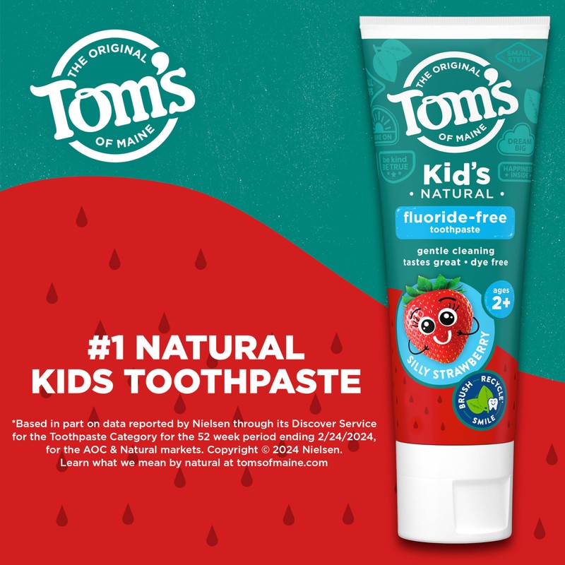 Tom's of Maine Natural Kid's Fluoride Free Toothpaste, Ages 2+,