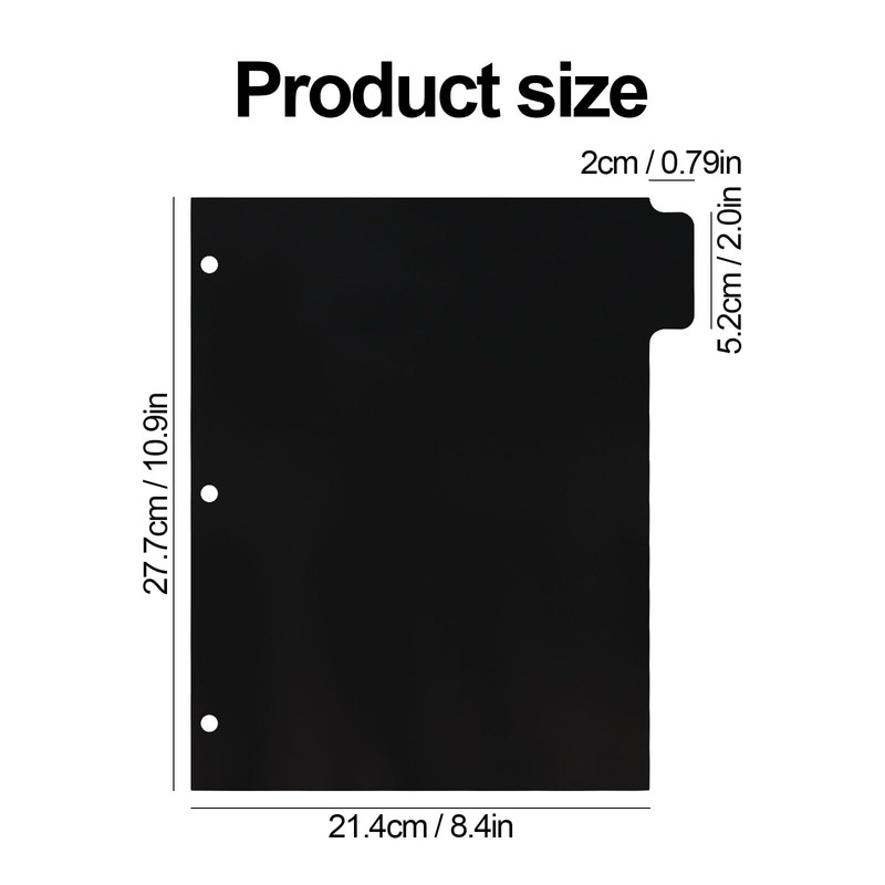 3 Ring Black Dividers, 10.9 x 8.4 Inches, 5-Tab Sturdy