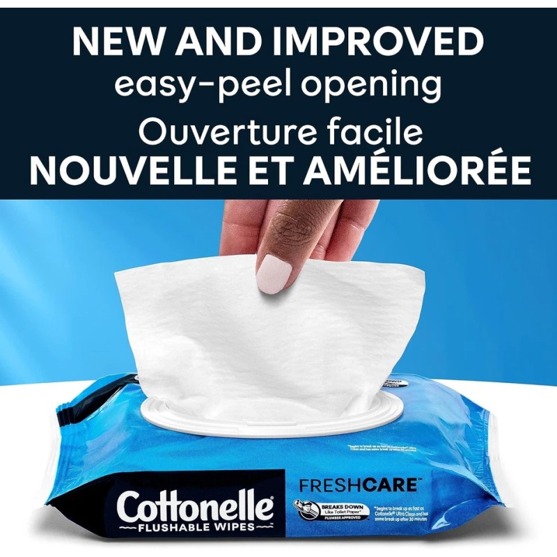 Cottonelle Flushable Wet Wipes for Adults, 1 Flip-Top Pack, 42