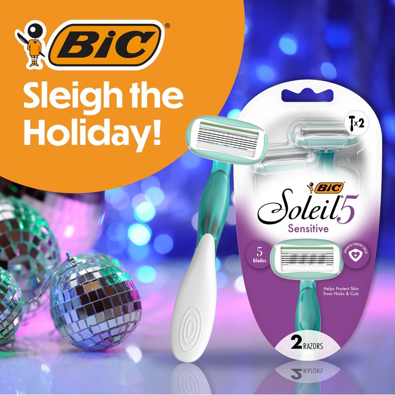BIC Soleil 5 Sensitive Women's Disposable with 5 Blade Razors,