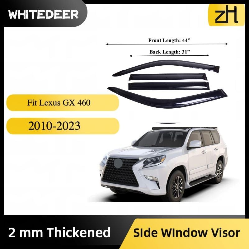 WhiteDeer ZH Durable Window Deflectors Rain Guards for Lexus GX-460
