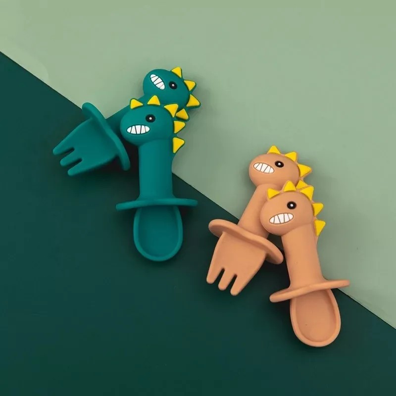 Luxury Duo Cubierto De Bebes Tenedor Cuchara Anti-asfixia Papilla