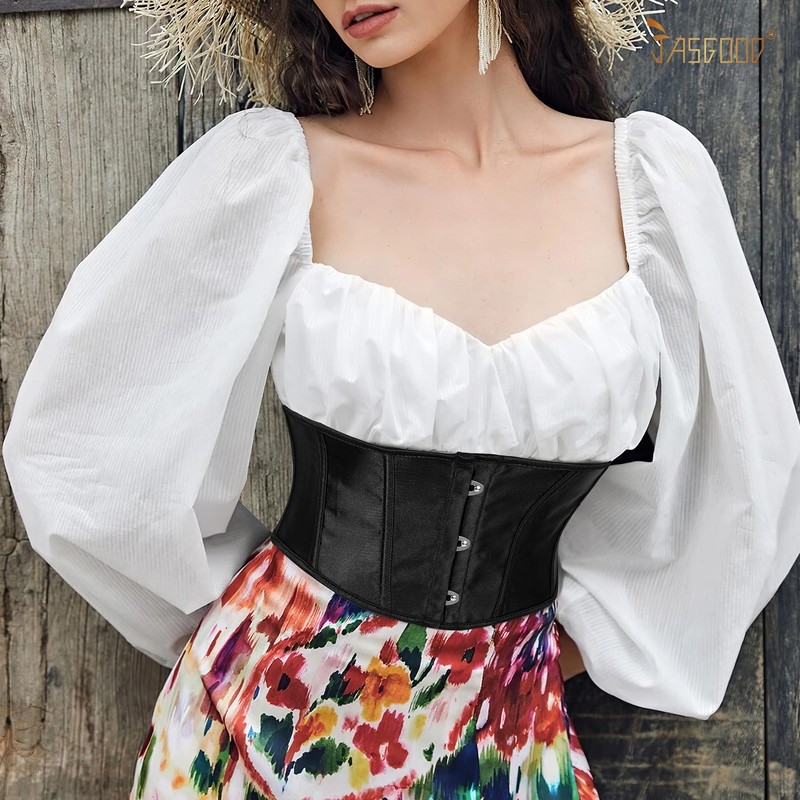 JasGood Women's Wide Belt, black