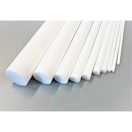 Plastic PTFE Teflon White Round Rod 4, 5, 6, 8, 10, 30 mm Dia, Various Lengths (8mm, 100mm)