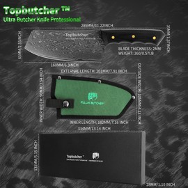 Topbutcher chef butcher knife set professional- Black panther print Japanese Damascus - feel firm grip Handle-include Knife Sheath,Knife sharpening stick,knife box (chef's knife-6.3'')