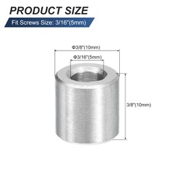 sourcing map 10 Pcs Stainless Steel Spacers, 5mm ID x 10mm OD x 10mmL 304 Stainless Steel Bushing Screw Standoff Unthreaded Round Spacer for 3/16" or M5 Screws Bolts Nuts