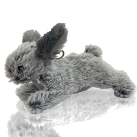 Multipet Small Rabbit Dog Toy w/Squeaker | Thumperz Dog Toy | Stuffed Bunny Toy for Dogs | Plush Squeaker Bunnies Dogs Toy | Gray | 6"