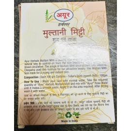 AYUR HERBALS MULTANI MITTI PURE & FRESH FREE 30ML ROSE WATER EARTH POWDER