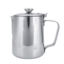 Milk Jug with Lid, 350 ml Milk Jug Stainless Steel Coffee Jug for Coffee Cream Jug Teapot with Lid for Milk Tea Coffee for Cappuccino Espresso