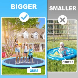 Upgraded Non-Slip Splash Pad, Sprinkler & Splash Play Mat for Kids and Dog, 67 inch Thicken Sprinkler Pool Summer Outdoor Water Toys - Fun Backyard Fountain Play Mat for Baby Girls Boys (3-12 Years)