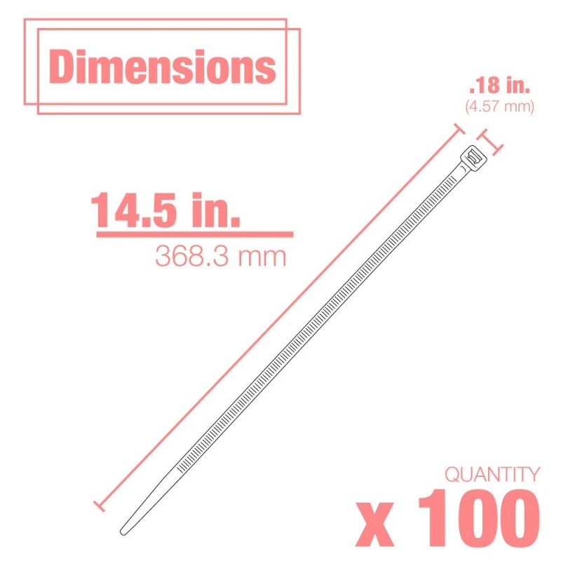 ACT AL-14-50-0-C 14″ Standard Cable Ties (Black, 100 Pack)