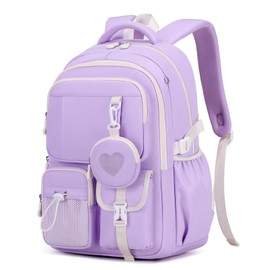 Girls Backpack, Kids Backpack for Girls, School Bag for Primary Elementary Teenage, Middle Students Bookbag, Kawaii School Backpacks for Girl Ages 8-12, Purple