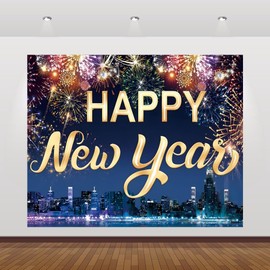 Happy New Year Backdrop 10x8ft New Years Decorations
