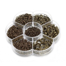 1450pcs Box Set Open Jump Rings Jewelry Findings Kit Jewelry Connectors Chain Links Set for DIY Clay Jewelry Making Findings 4-10mm (Antique Bronze)
