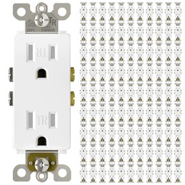 ThunderWay 100-Pack of Tamper-Resistant Decorator Wall Receptacles, UL Listed, Residential Grade, Self-Grounding, 2-Pole, 15A 125V, 1875W, White