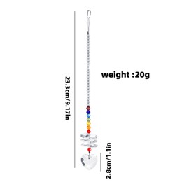Libiline Crystal Rainbow Suncatcher with Chakra Beads, Clear Sweet Heart Pendant, Hanging Window Decoration (Style 2)