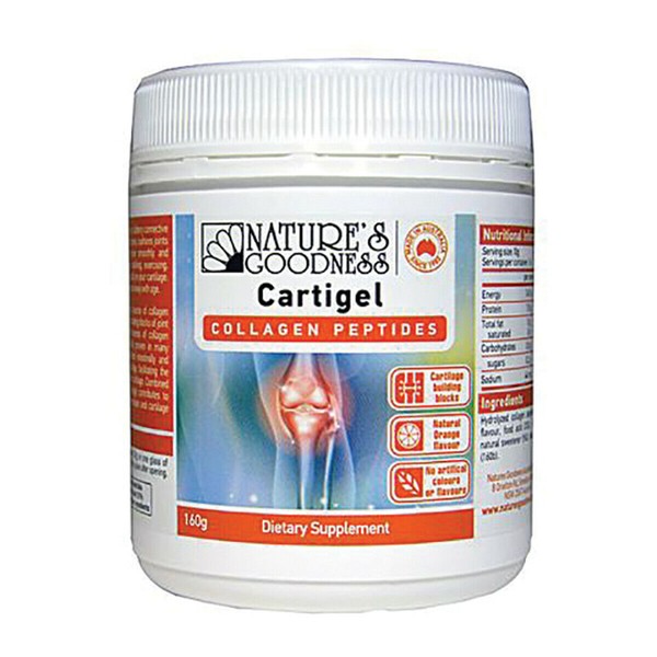2 x 160g NATURES GOODNESS Cartigel Collagen Peptides Powder * Orange flavour *