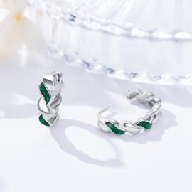 YYmqmq Hoop Earrings for Women 925 Sterling Silver Malachite Earrings Hoop Malachite Jewelry Birthday Gifts for Women Girlfriend Men