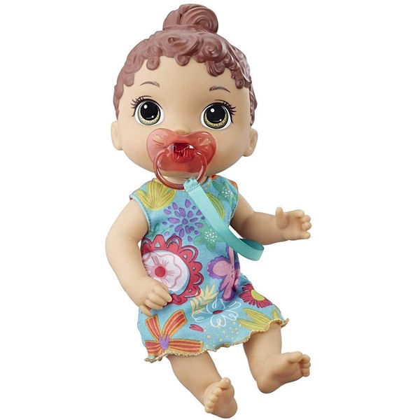 Baby Alive Baby Lil Sounds: Interactive Brown Hair Baby Doll for Girls & Boys Ages 3 & Up, Makes 10 Sound Effects, Including Giggles, Cries, Baby Doll with Pacifier