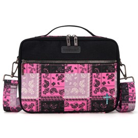 Montana West Bible Book Covers for Women Canves Bible Cases with Zippered Pocket Bible Bags Handheld Crossbody Church Bible Study Supplie