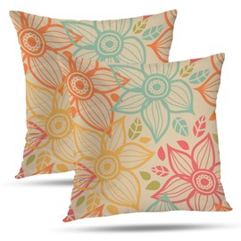 Batmerry Spring Pillows Decorative Floral Throw Pillow Covers 18x18 Inch Set of 2, Vintage Green Flower Print Decorative Double Sided Square Pillow Cases Pillowcase Sofa Cushion