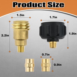 4 Pack QCC1 Nut Propane Gas Fitting Adapter with 1/4 Inch NPT Male Pipe Thread, QCC1 Connector × 1/4'' Male NPT, 1/4" x 1/4" NPT Female Pipe Fitting for BBQ, Camping, Outdoor Cooking, Soild Brass