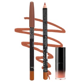 Matte Liquid Lipstick Lip Gloss & Liner Set, Velvety Nude Color, Nude Brown, Plumping Lip Liner and Moisturising Butter Gloss, Waterproof Make Up Set
