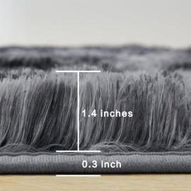Andency Andency 4x6 Shag Area Rug for Living Room, Tie-Dyed Dark Grey Soft Fuzzy Plush Indoor Carpets for Bedroom, Non Skid Fluffy Faux Fur Rug for Room