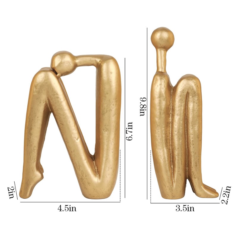 Thinker Cast Iron Bookends, Heavy-Duty Decorative Book End Stoppers for