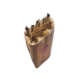 Ethnic Print Block Brass Leaf Pattern Wooden Clay Stamp