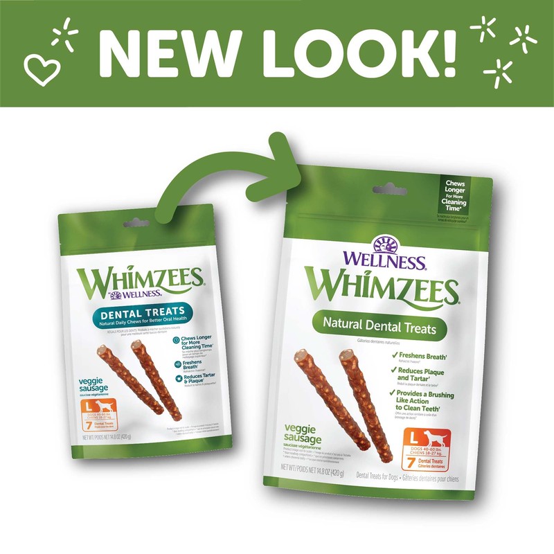 Whimzees Wellness WHIMZEES Veggie Sausage Dog Dental Treats, Natural Chews,