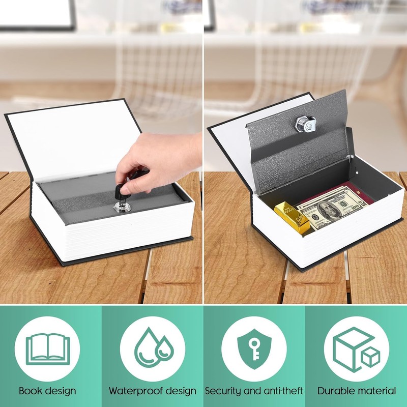 Book Safe With Key, ALLOMN Dictionary Hidden Safe, Portable Safe,