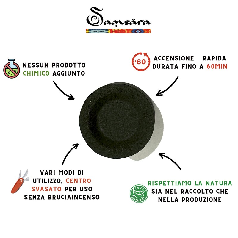 Non-toxic vegetable charcoals for incense from grains, resins and leaves,