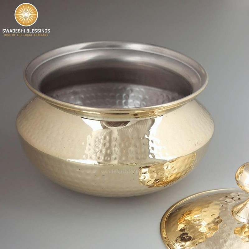 Swadeshi Blessings Exclusive Range Brass Handi Pot for Cooking with