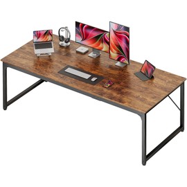 PRAISUN 70.8 X 29.5 Inch Computer Desk with Deeper Desktop, Gaming Office Writing Work Desk for Home Office, Study, Bedroom, Work from Home, Metal Frame, Rustic Brown
