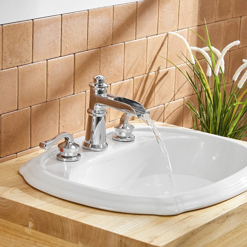 BATHLAVISH Chrome Bathroom Sink Faucet, Bathroom Faucet 3 Hole, Widespread