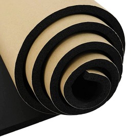 3/4''T x 12''W x 59''L Neoprene Sponge Foam Rubber Sheet Roll with Self-Adhesive Easy Cut DIY Adhesive Padding Perfect Cosplay Multi-Function Soundproof, Black