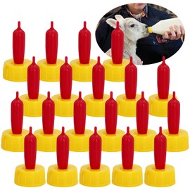 20-PCS Goat Nipples Nipple Soft Rubber Pacifier for Feeding Pup Foal Calf Small Animal Screw On Sprite Coke Soda Bottle (Yellow)