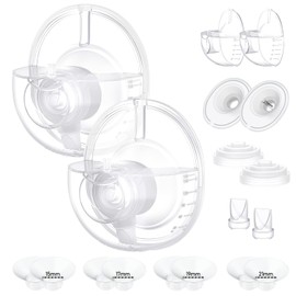 Two Complete Sets Compatible with Momcozy M5 Breast Pump Replacement Parts, 27mm Collection Cup and 15/17/19/21mm 8pcs Flange Size Kit for M5 only, not Other Models