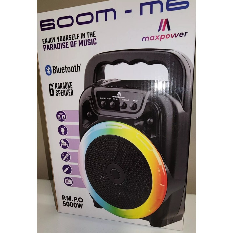 Maxpower BOOM M6 6" Portable Karaoke speaker with LED lights
