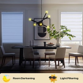 Roller Shades Zebra Blinds for Windows Cordless Day and Night Light Filtering Shades Dual Layer Roller Blinds 27" x 64" White