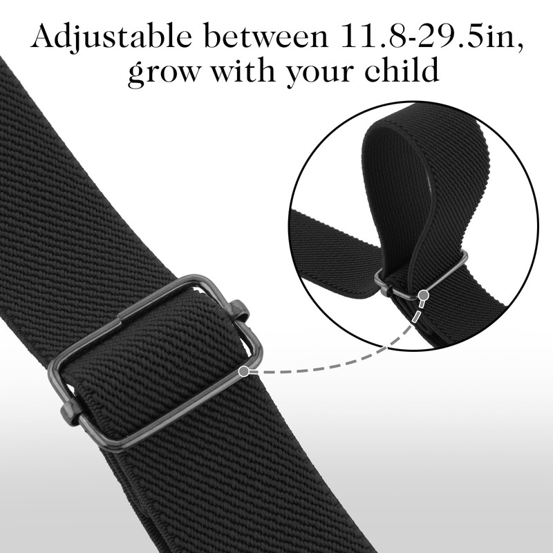 TIESOME 2PCS Adjustable Kids Elastic Belts, Stretch Waist Belts Black