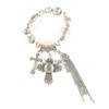AH Cross Charm Tassel Stretch Bracelet Bling Rhinestone Christian Jewelry