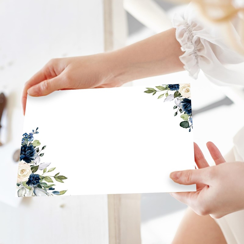60 Sheets Floral Stationery Letterhead Paper White Blue Flower Letter