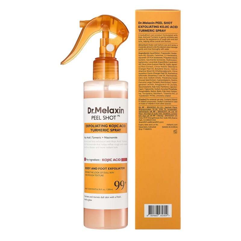 Dr.Melaxin Peel Shot Kojic Acid Turmeric Body Exfoliator Spray 6.76